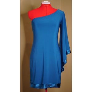 Satin Trim One Shoulder Dress